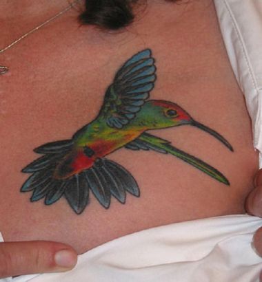 Hummingbird Pic Tattoo On Chest